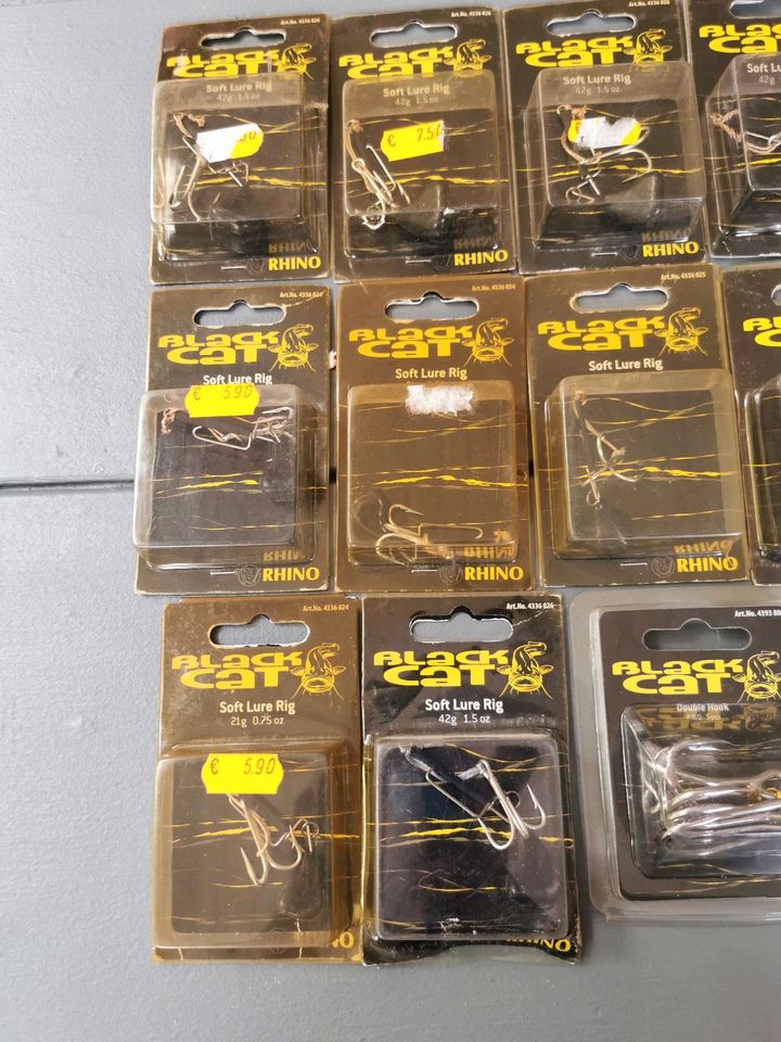 20 Pkg. RHINO BLACK CAT Soft Lure Rigs X-Strong Double Hooks Wels in Bad Bentheim