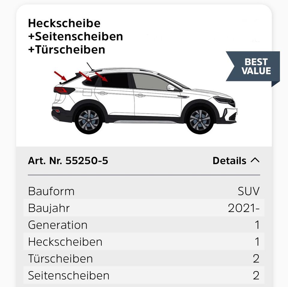 Solarplexius Scheibentönung VW Taigo Sonnenschutz UNBENUTZT in Melle