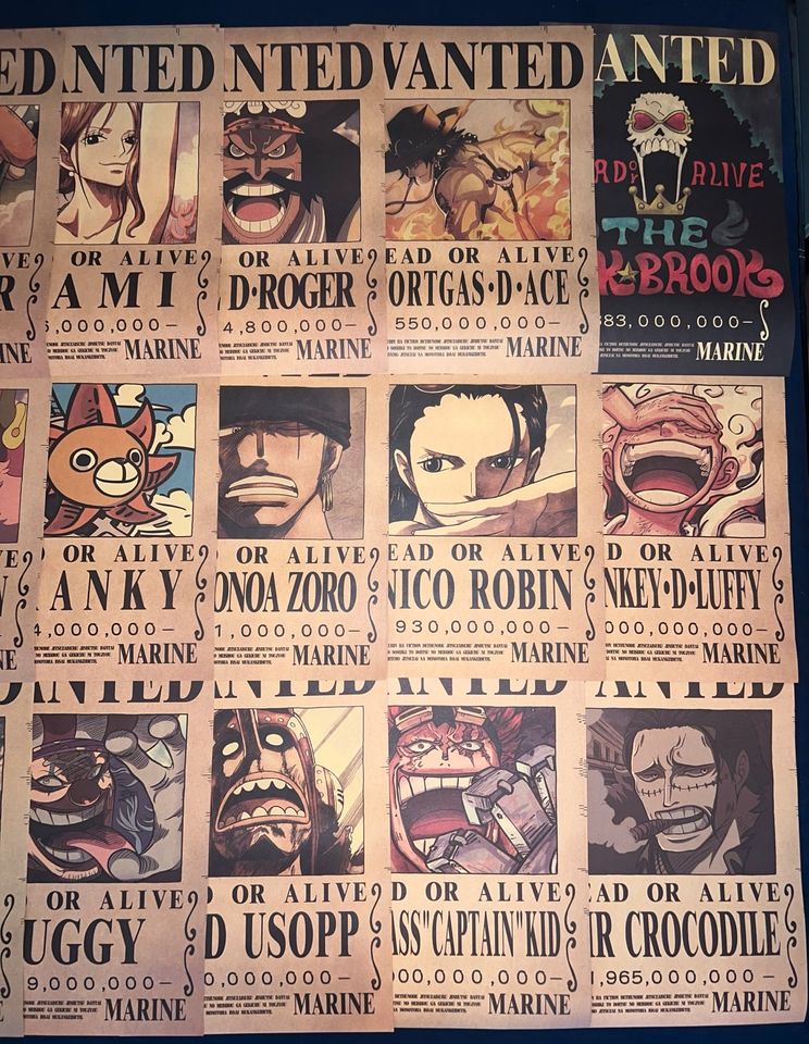 One Piece Steckbriefe (Wanted Poster) Gear5,Law,Kaido,Whitebeard in Herzogenrath