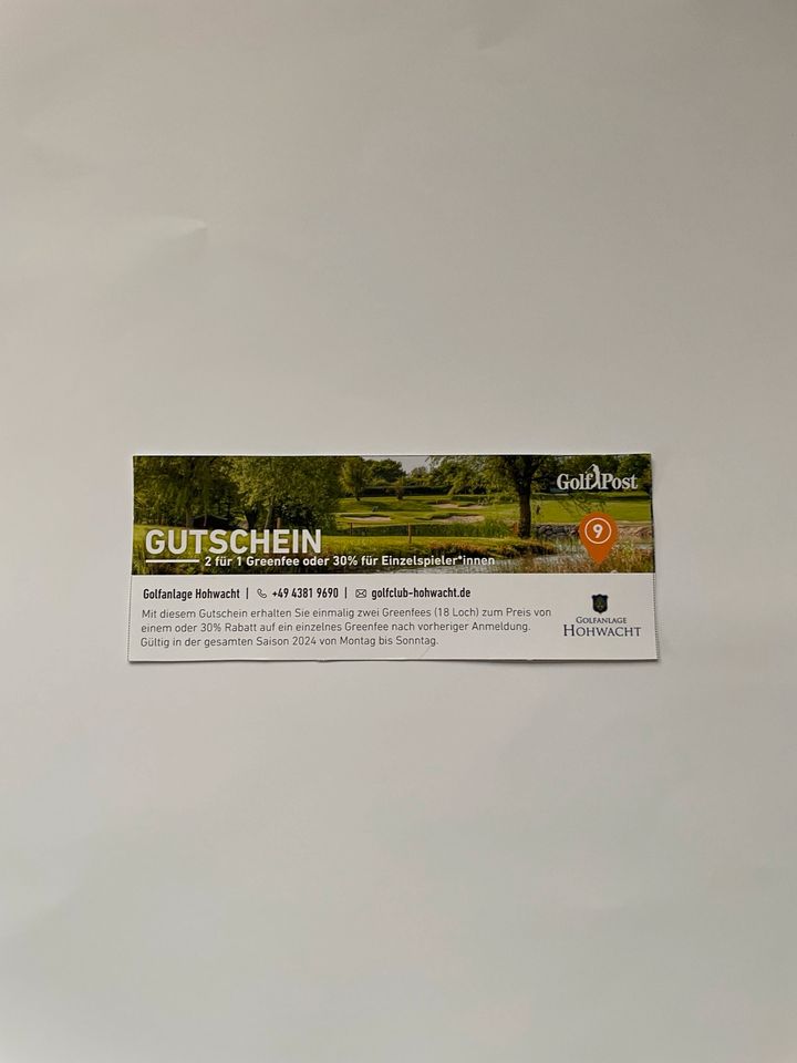 Golf Greenfee Gutscheine 2024 für a) 6,0€ inclusive Briefversand in Wunstorf