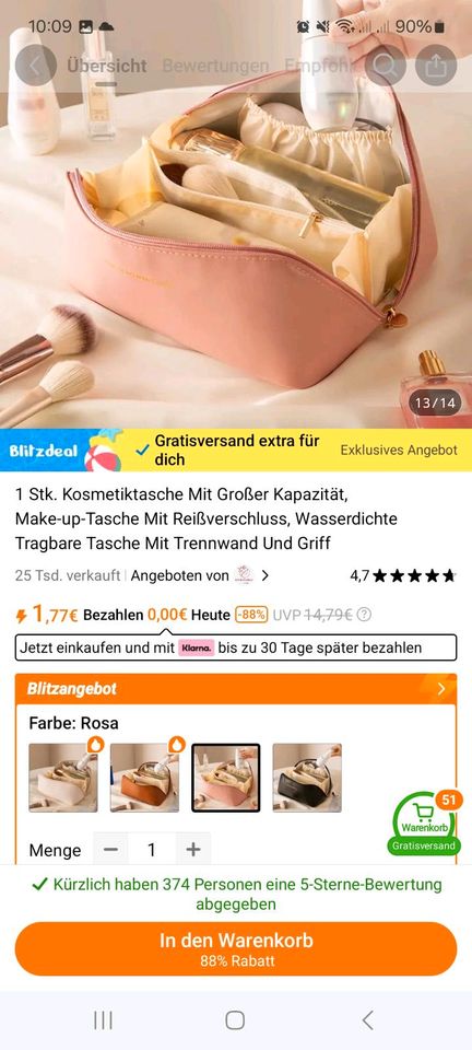 Kosmetiktasche mit großer Kapazität, Make-up Tasche Rosa Neu. in Hamm