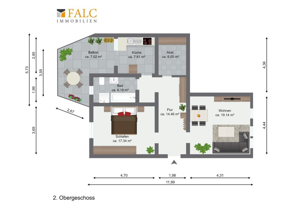 *** Frühstück auf Ihrer eigenen Dachterrasse! Tolle 2-Zimmer-ETW mit EBK und Garage *** in Hildesheim