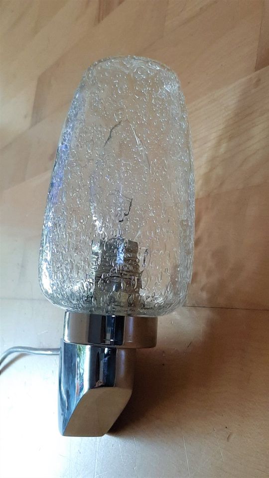 2 Wandleuchten, Vintage, Eisglas / Ice Glas Chrom 60er in Erlangen