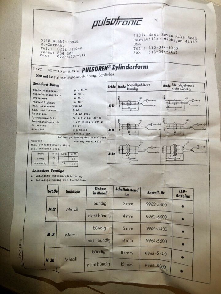 2x pulsotronic 9962-5400 NEU Pulsoren technische Daten auf Foto in Lippstadt