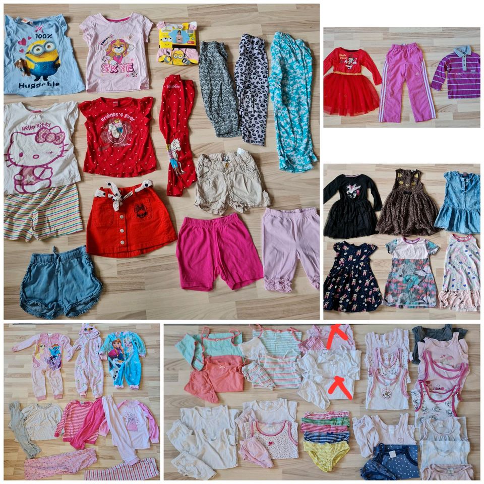 Paket Sommersachen 110+116 tshirt Kleider Capri Hosen in Immenhausen