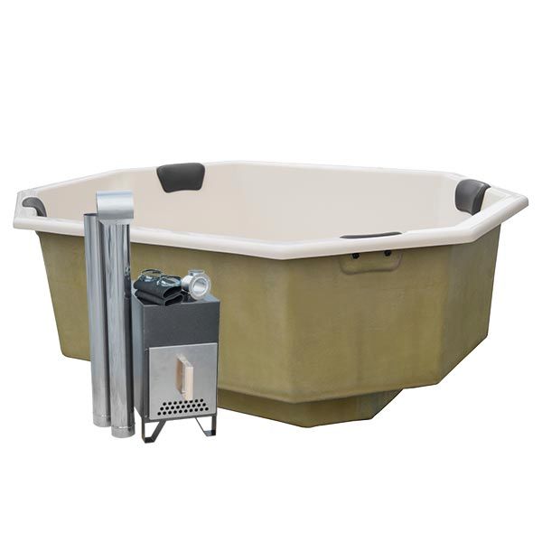 HotTub GFK Einbau-Badefass für 9 Personen | 2,40×1,80 | HotTub Badefass HotTube Whirlpool mit Holzofen Badebottich Pool Badezuber Hot Tube Hot Tub in Steinhagen