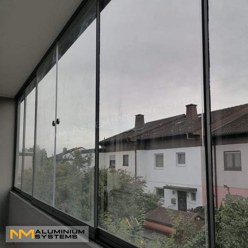 Glasschiebewand Glasschiebetür Glaswand Windschutz 2 m x 2,2 m in Nauheim