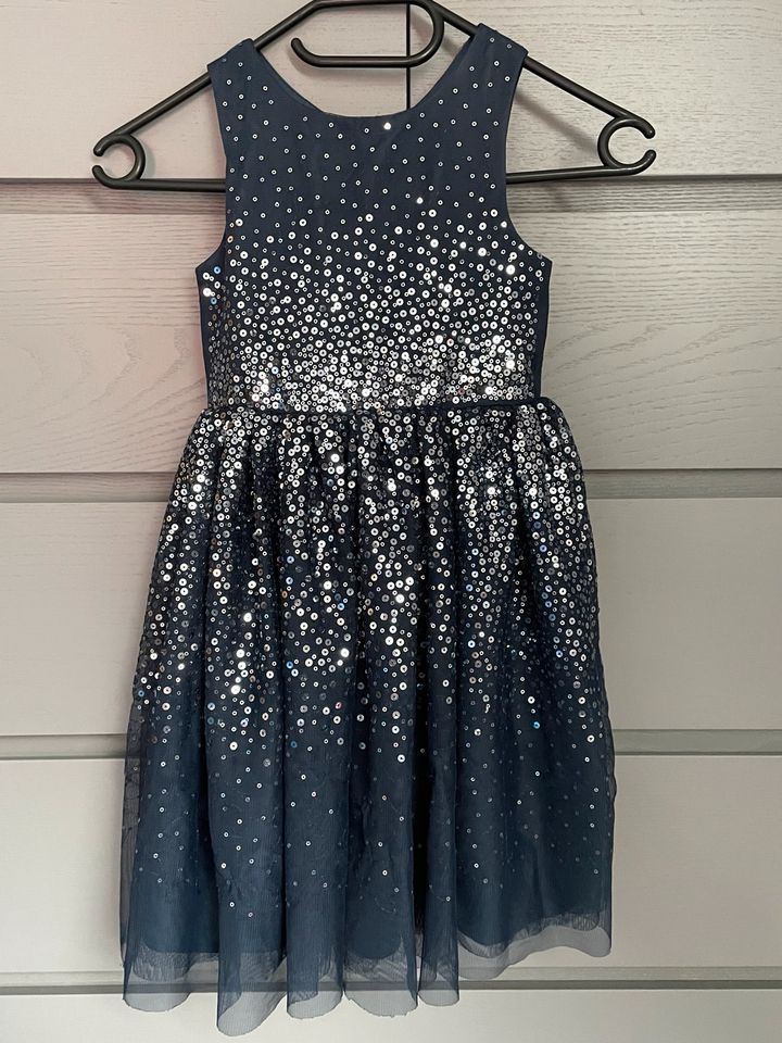 Pailletten Kleid dunkelblau Größe 116 in Westhausen - Gotha