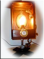 Lampe Tischlampe Steam Punk Holz Vintage Upcycling alt industrial Thüringen - Erfurt Vorschau