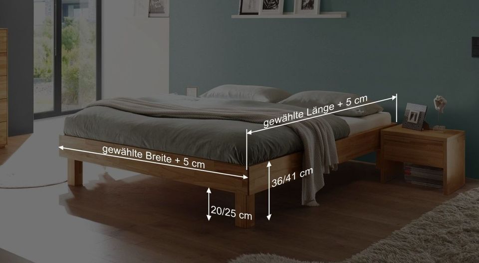 Liege 200x200 cm Kernbuche Bett Doppelbett Massivholz Bettgestell in Bielefeld