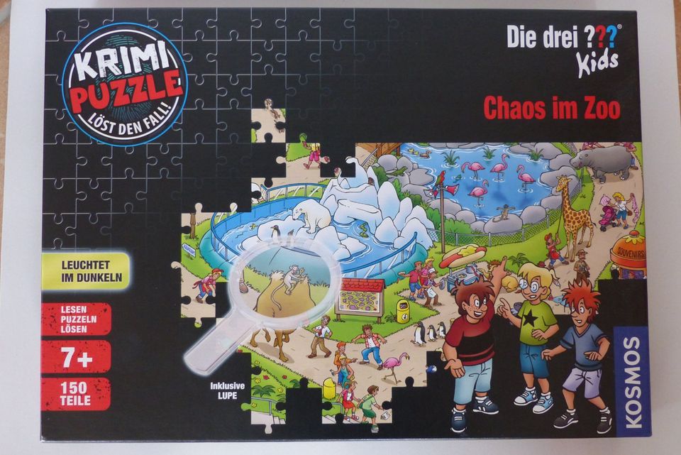 Die 3 ??? Kids Krimi Puzzle Chaos Zoo Kosmos leuchtet  wie neu in Waldburg