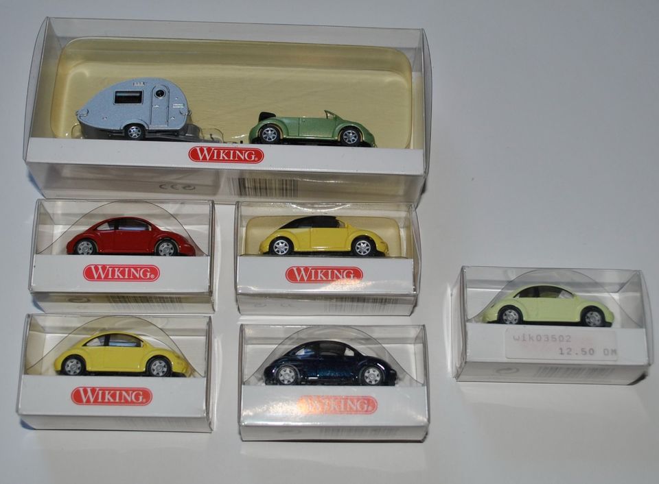 6 * Wiking VW New Beetle - u.a. mit Wohnwagen - H0 / 1:87 in Gera