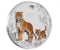5Oz Silber 999 Tiger coloriert Lunar 3 Farbig 2022 in Münzkapsel Thüringen - Schmalkalden Vorschau