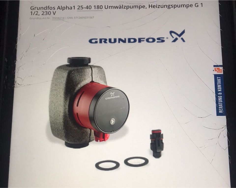 Grundfos Alpha1 25-40 180 Umwälzpumpe,Heizungspumpe G 1 1/2, 230V in Mechernich