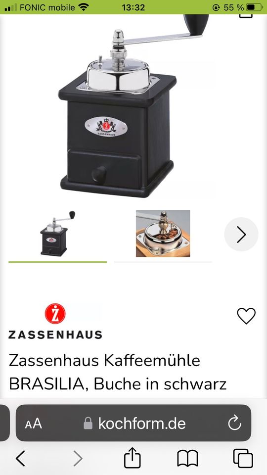Orig Kaffeemühle von Zassenhaus. Neuwertig in Ramstein-Miesenbach
