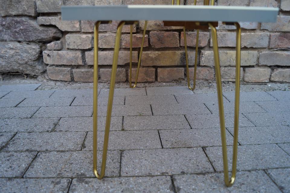 [10579] Möbel Etagere Blumen Bank Grau Weiss 50er 60er Messing in Hockenheim