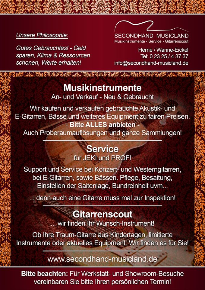 Gitarrenreparatur Pflege Umbau Service Geschenk Gutschein Gitarre in Herne