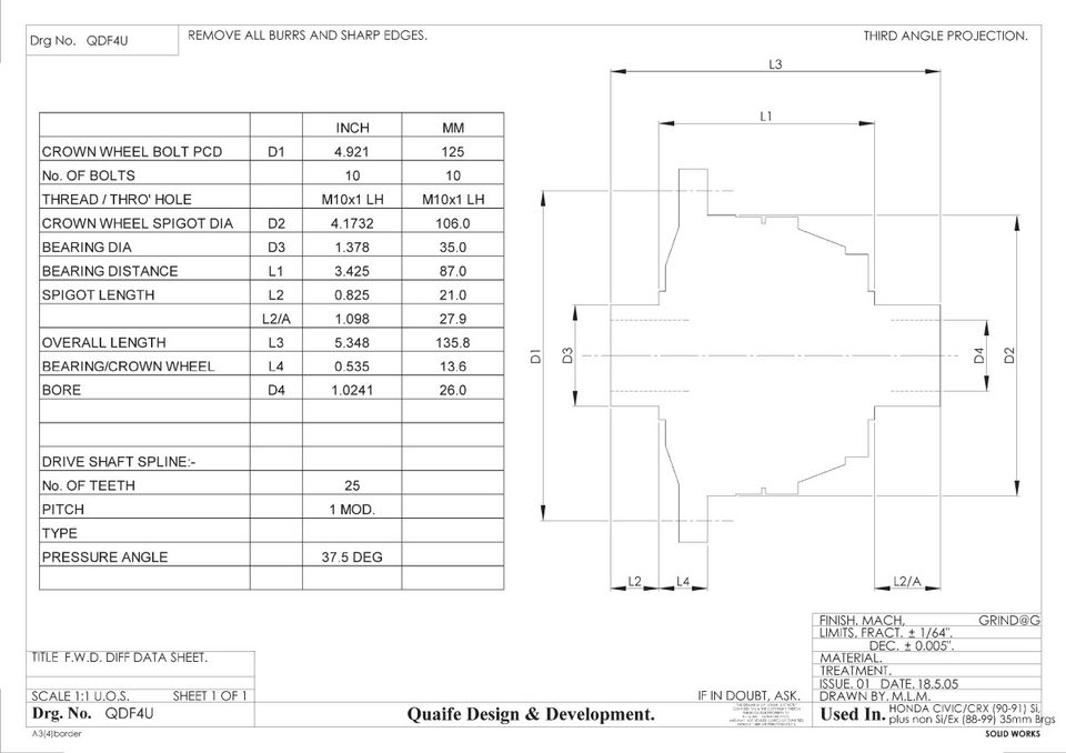 QUAIFE Differentialsperre QDF4U Honda Civic EG / CRX in Wandlitz