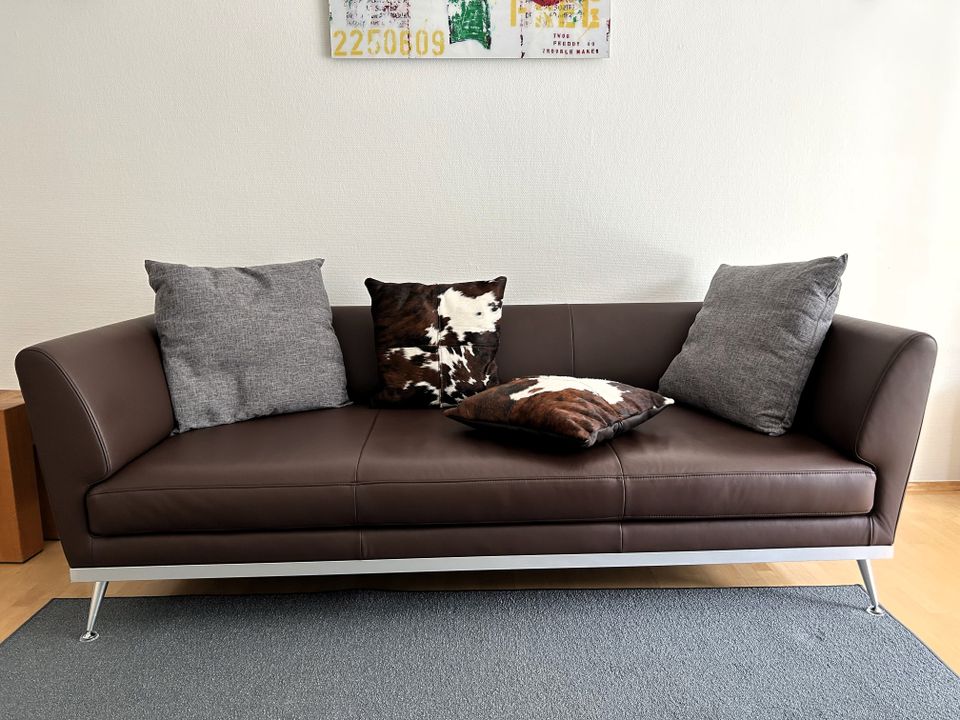 Leder-Sofa Ligne Roset FUGUE Dunkelbraun, 3-Sitzer, Top Zustand in Wiesbaden