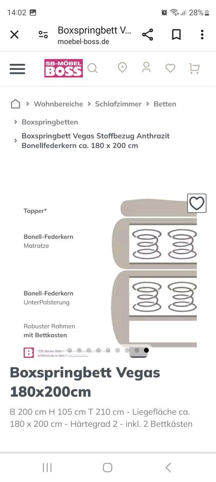 Boxspringbett 180/200 cm in Rastede