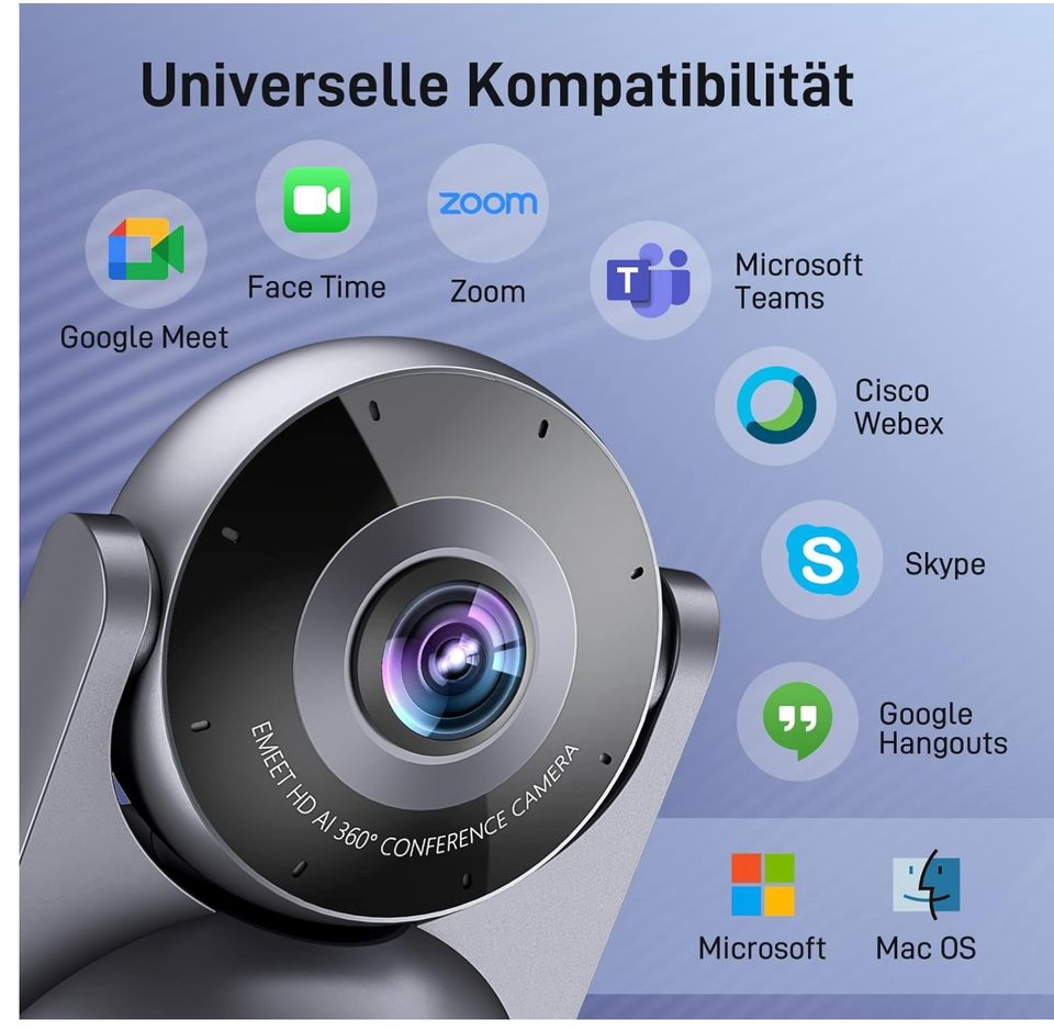 EMEET Videokonferenzkamera – 1080P HD Meeting Capsul, 360° Webcam in Kumhausen