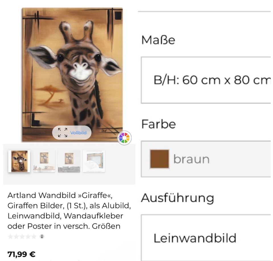 Leinwandbild Giraffe in Baden-Württemberg - Bruchsal | eBay Kleinanzeigen  ist jetzt Kleinanzeigen