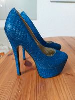 Blaue Glitzer High Heels Gr. 38 von Jumex. Rheinland-Pfalz - Waldalgesheim Vorschau