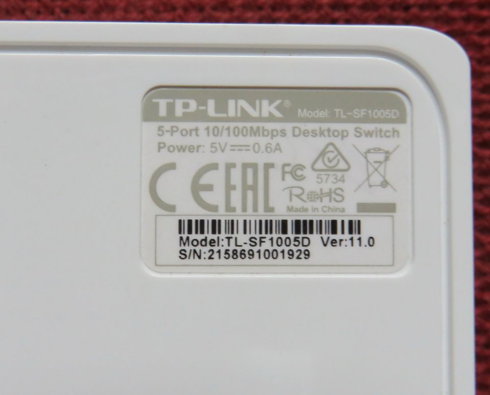 TP-Link Switch 5 fach 10/100 Mbps    TS-SF1005D Netzteil in Rehburg-Loccum