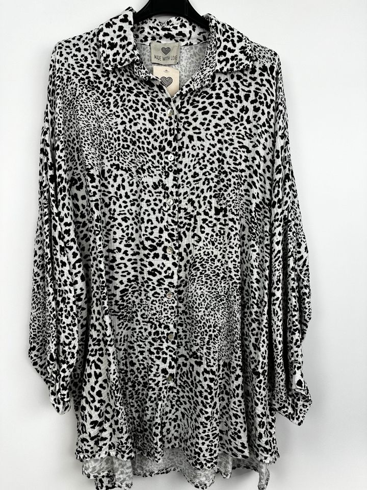 NEU Damen Leopard Musselin Hemd Bluse Tunika over size leo muslin in Mainz