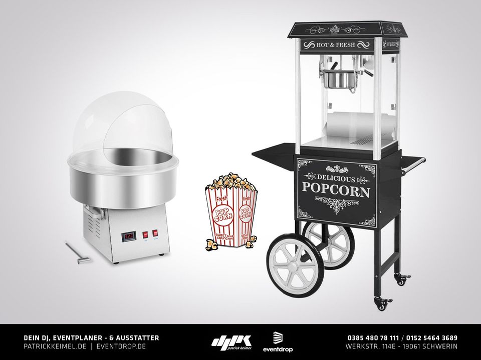 Popcorn-, Zuckerwatte- & Kaffeemaschine und Glühweinkocher mieten in Schwerin