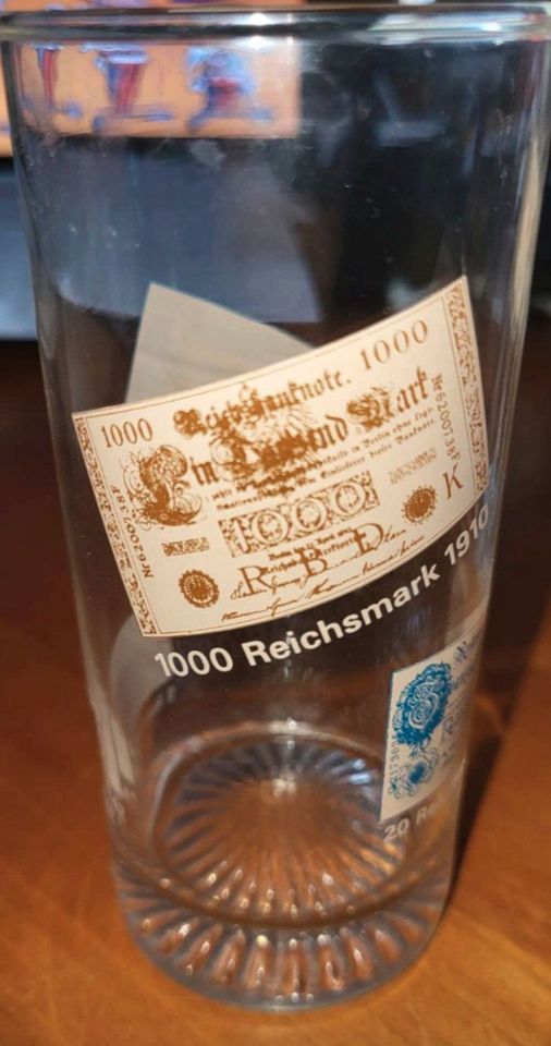 4x SAMMLER-LONGDRINK-GLAS "Reichsmark"-Motive (13,2cm hoch) in Hamburg