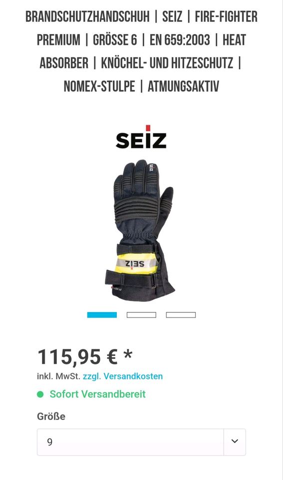 Brandschutz Handschuhe Gr.9 Neu in Herne