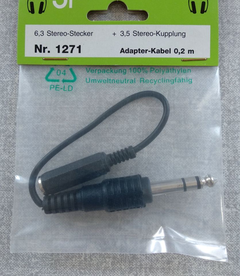 Adapter 6,3 mm Klinken-Stecker auf 3,5 mm Klinken-Kupplung Stereo in Leinfelden-Echterdingen