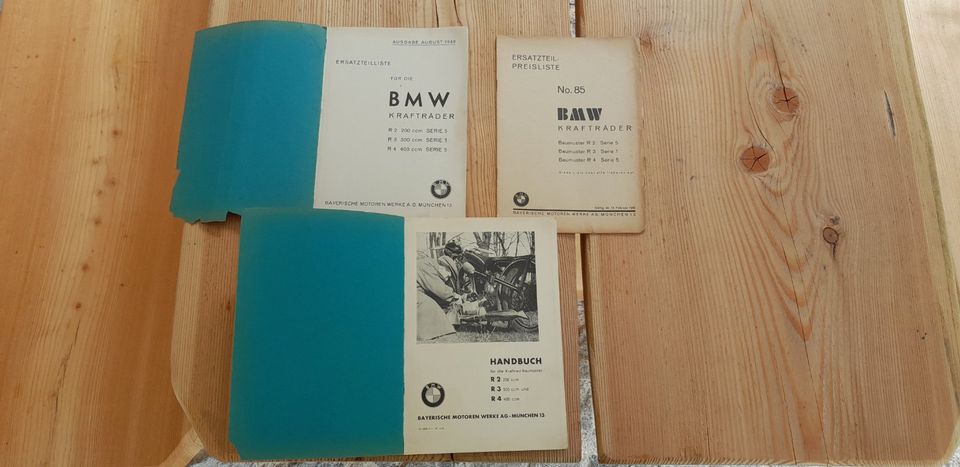 BMW r2, r3, r4, 1939/40 Handbuch, Ersatzteilliste und Preisliste in Freilassing