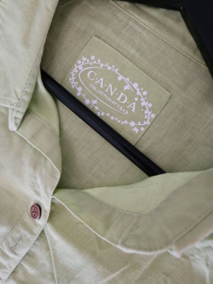 C&A – Grüne Bluse für den Sommer Größe 48 Leinen Baumwolle in Mömbris