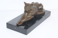 Bronze Skulptur / Figur ,"liegende Katze", sign. De Coux , L.23cm Nordrhein-Westfalen - Borken Vorschau