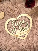 Personalisiert Geschenk Hochzeit Herz Brautpaar Gravur Holz Name Hannover - Mitte Vorschau