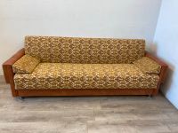 #A DDR Schlafsofa Schlafcouch 215 cm Kunstleder braun Dagmar gelb Sachsen - Burgstädt Vorschau