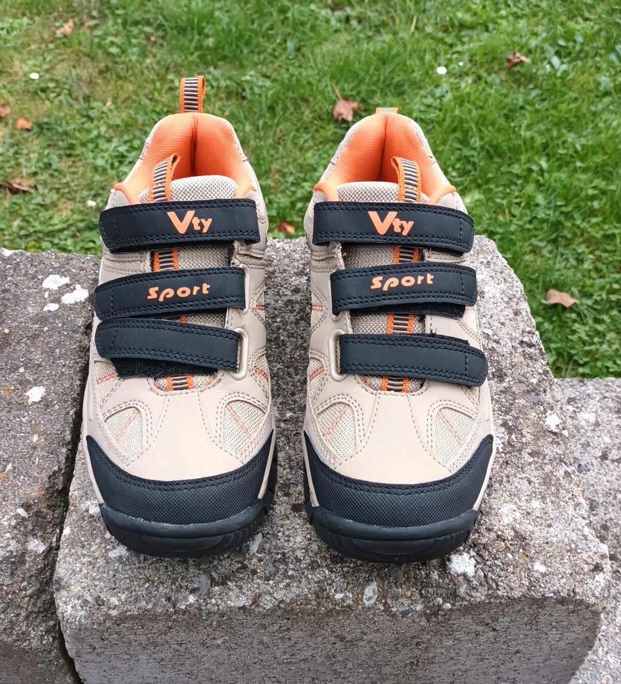 Sneaker mit Klettverschluss, beige/orange, Gr. 38 in Heroldsbach