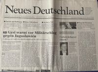 Neues Deutschland, Ausgabe Sonnabend/Sonntag, 10./11.Oktober 1998 Frankfurt am Main - Bornheim Vorschau