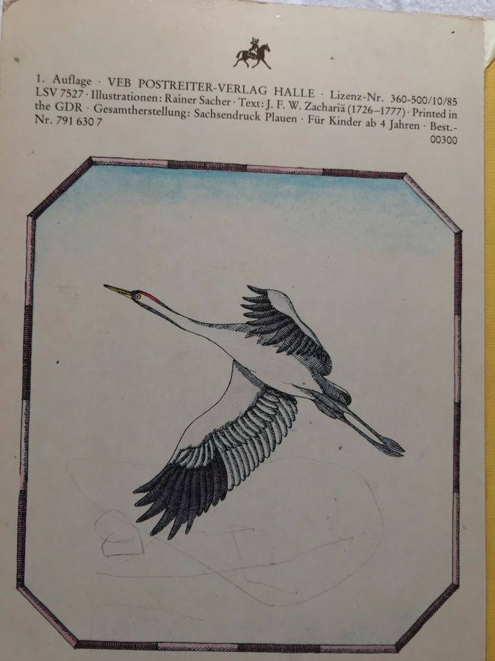 Altes Kinderbuch „Der Pfau und der Kranich“ in Rehling