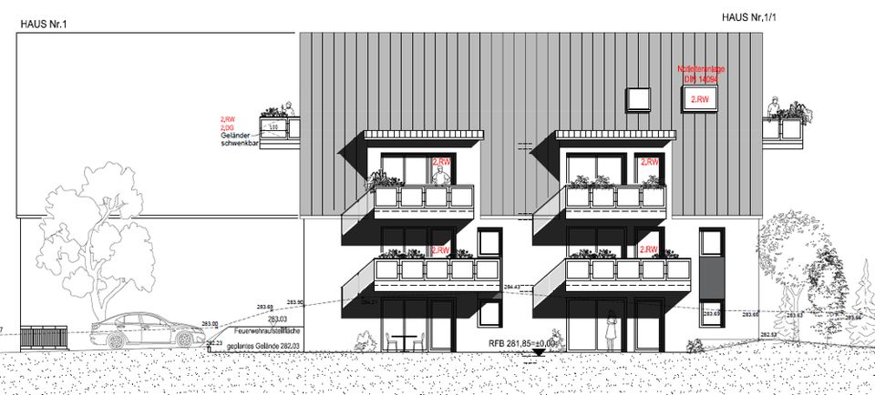Neubauprojekt in Hochdorf, 3-Zi.-Maisonnettewhg., 1.+2.DG, 2 Balkone, KfW55, Aufzug, Tiefgarage! in Hochdorf