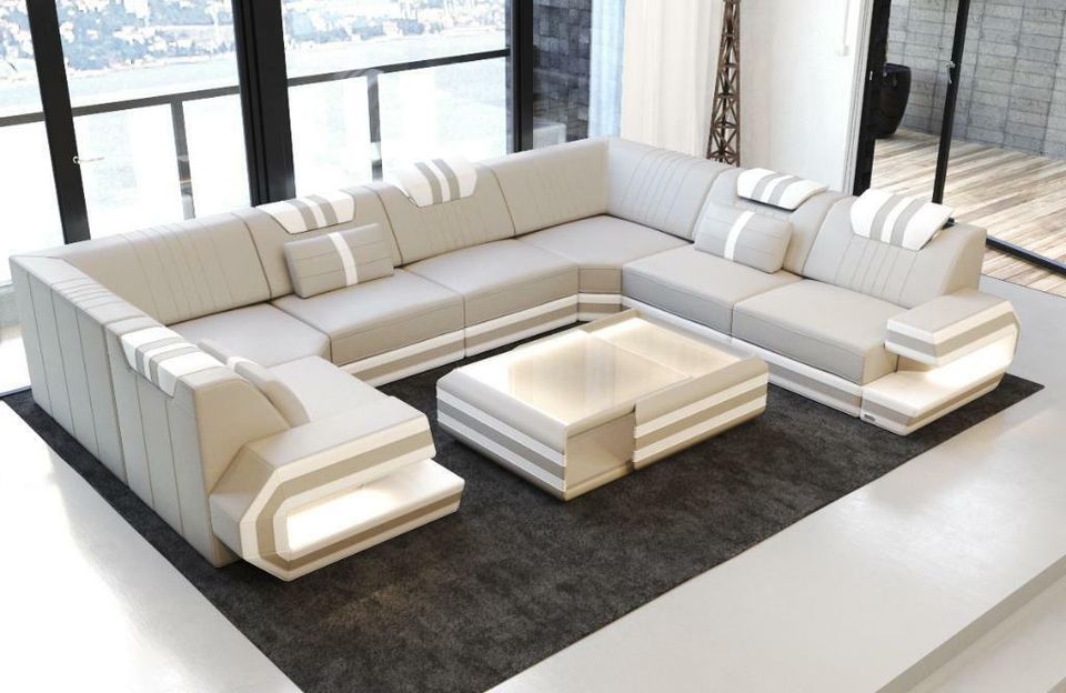 Sofa Couch Wohnlandschaft RAGUSA U Form mit LED Beleuchtung in Berlin