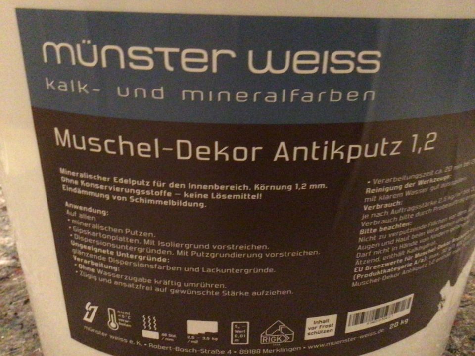 Kalkputz Muschel-Dekor Antikputz 1.2mm, 20 kg, gegen Schimmelpilz in Ehingen (Donau)