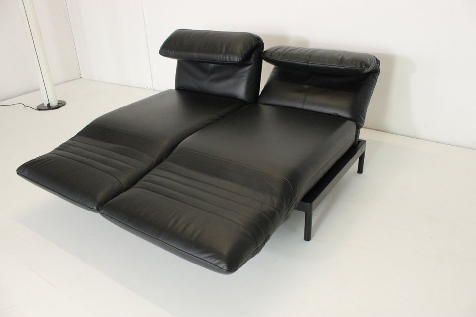 Rolf Benz Plura All Black Edition Leder Sofa Couch Funktion Liege in Höchst im Odenwald