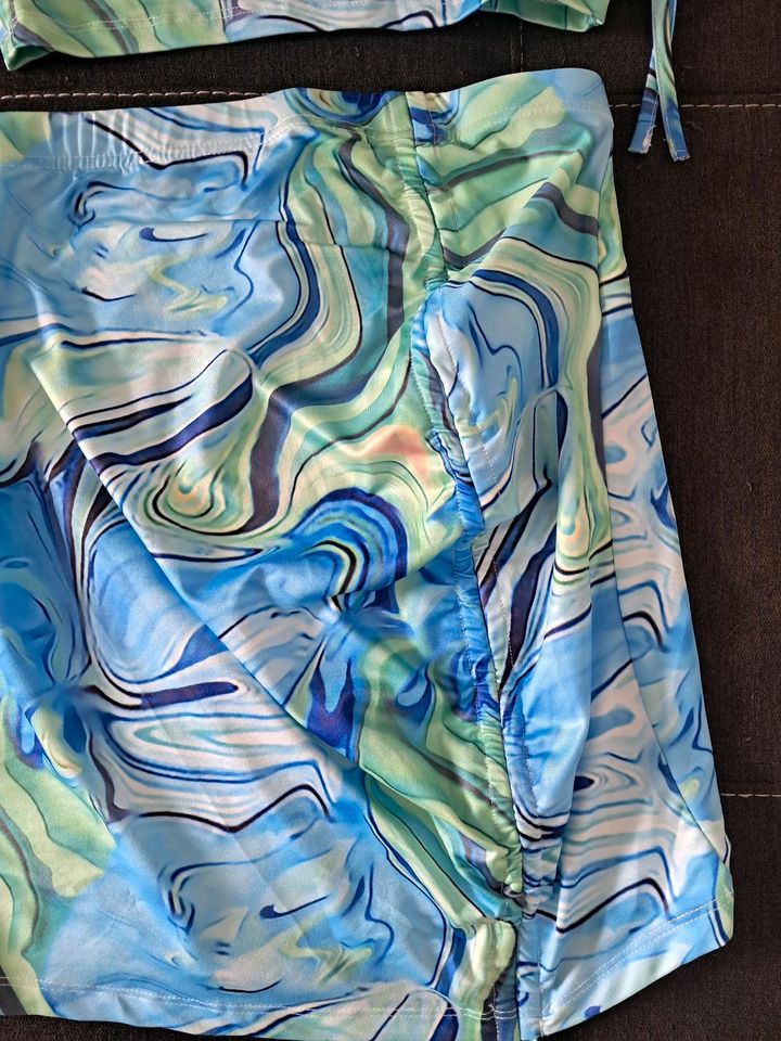 2 Teiler blau marmor party sommer Rock top Batik neu in Nordstemmen