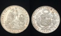 Silber Münze 1 / Un Sol 1891 Republica Peruana Lima Silbermünze Bayern - Klingenberg am Main Vorschau