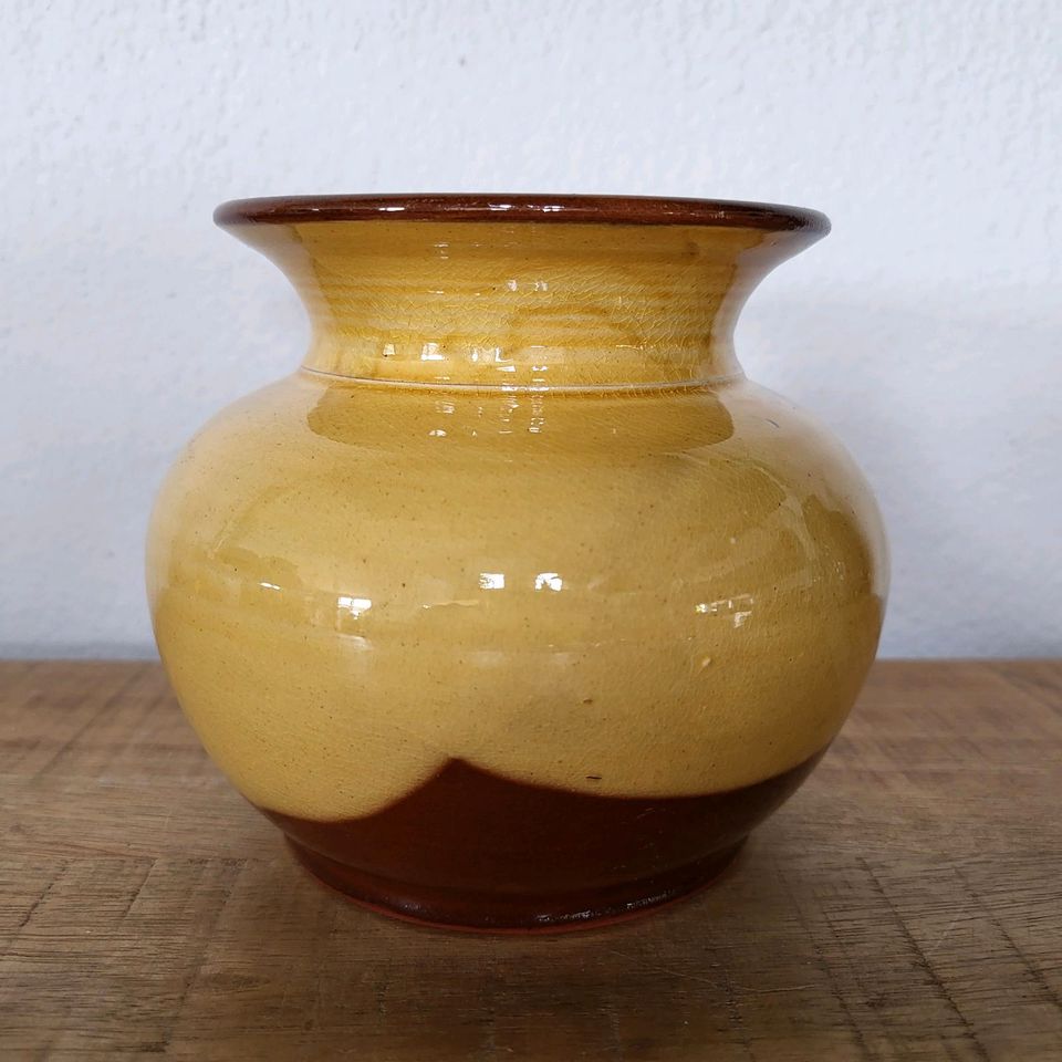 Vintage Vase klein, Keramik glasiert, Mid Century in Mudau
