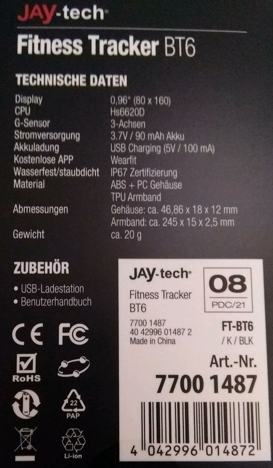 Jay-tech-Fitness Tracker-BT6. in Oberhausen