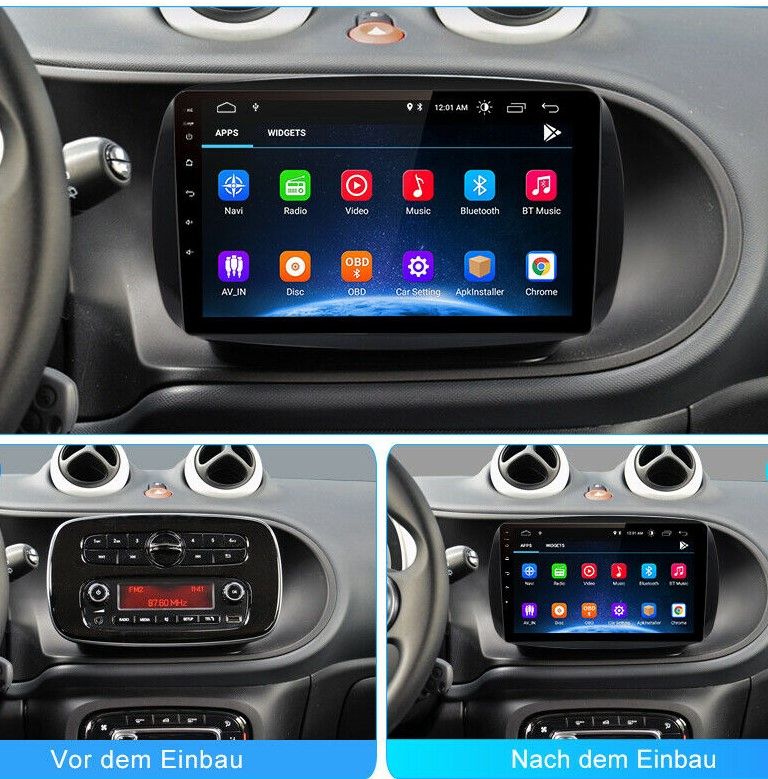 9 zoll Android 13 Autoradio GPS Navi Wifi für Mercedes Smart Fortwo 2014-2019 FM Bluetooth USB Carplay in Dortmund